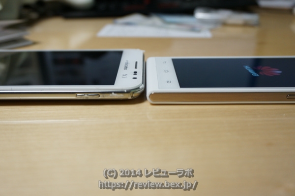 サムスン 「Galaxy Note SC-05d」 と ファーウェイ 「Ascend G6」 比較 側面