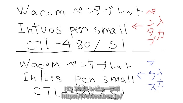 Wacomのペンタブレット「Intuos pen small CTL-480/S1」 文字入力比較